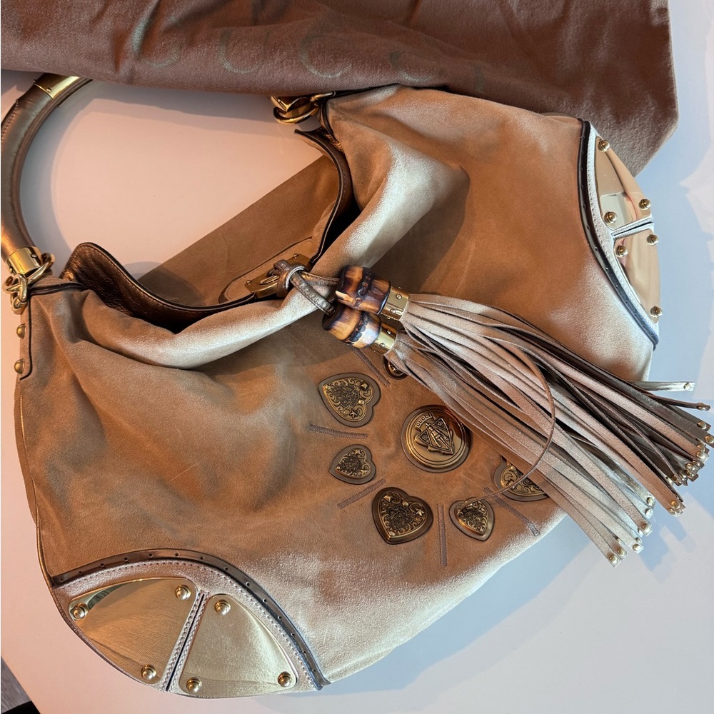 Gucci Suede Tote/ Shoulder Bag